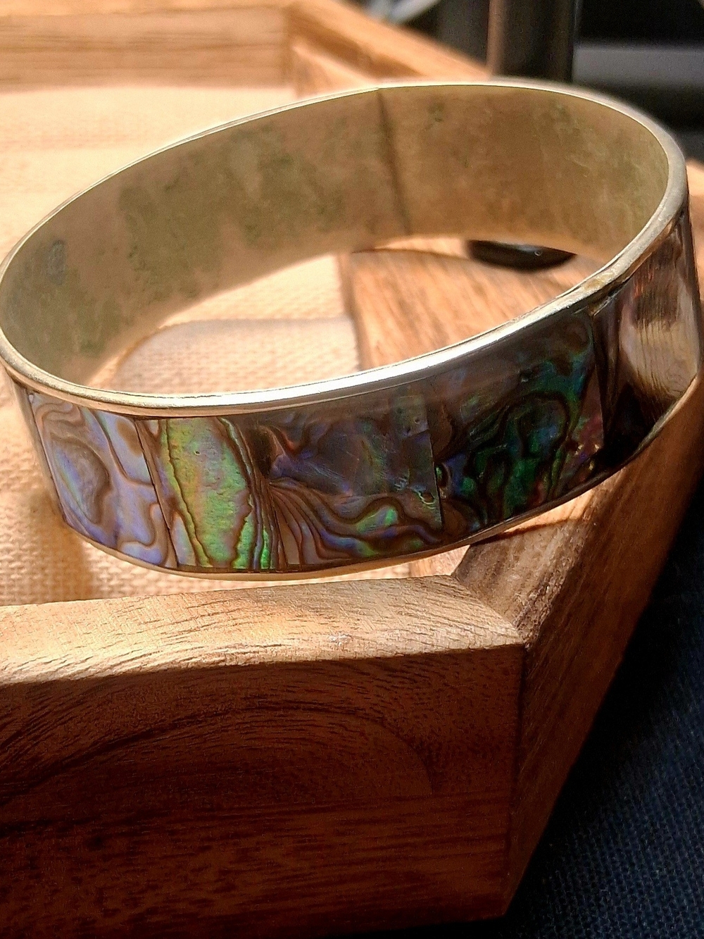 Gold-Tone Abalone Inlay Bangle Bracelet - Women's Jewelry